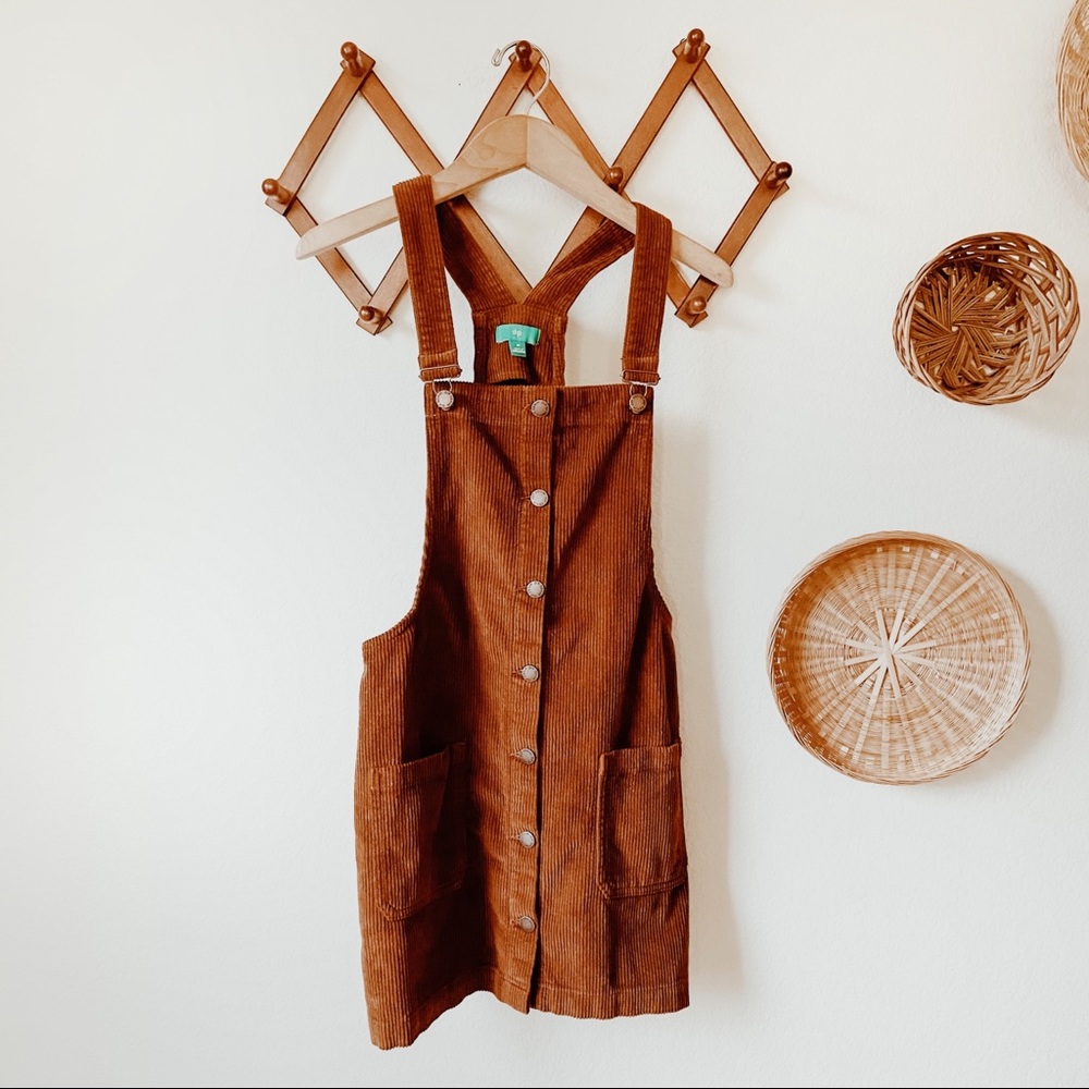 Dark Rust/ Brown Cordoroy Overall Dress
